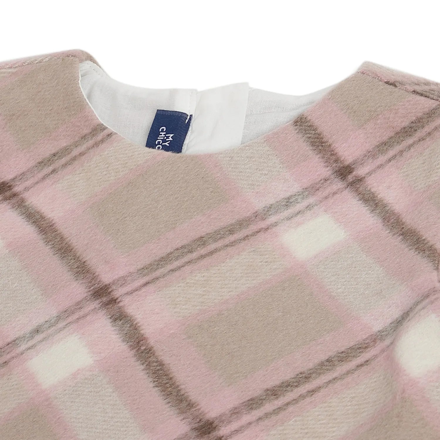 Girls Beige Checked A-Line Dress