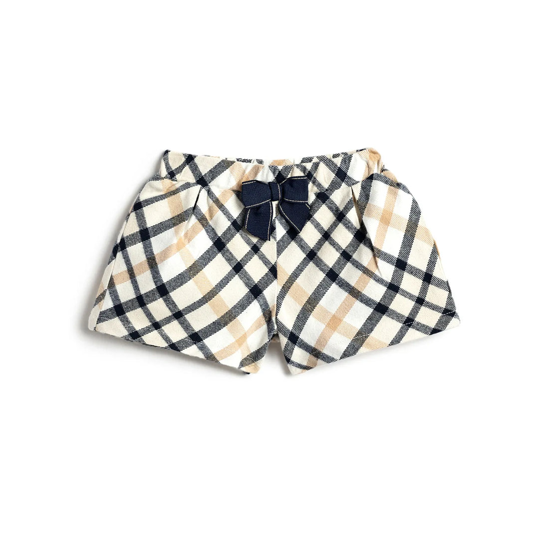 Girls Beige Checked Shorts