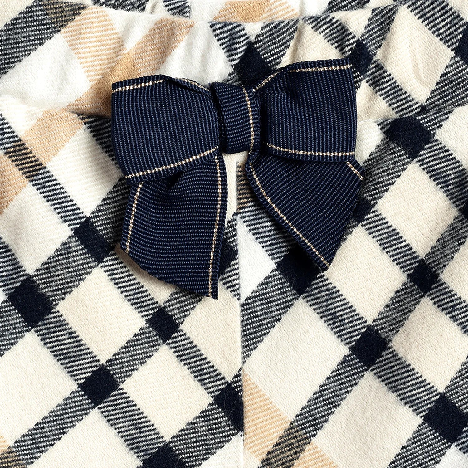 Girls Beige Checked Shorts