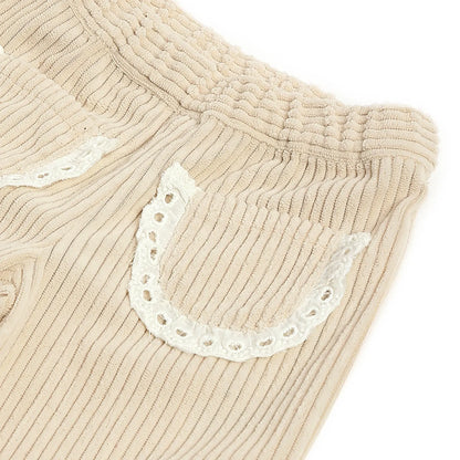 Girls Beige Embellished Trousers