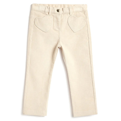 Girls Beige Embellished Trousers