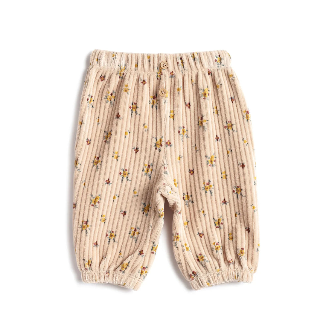 Girls Beige Floral Printed Joggers