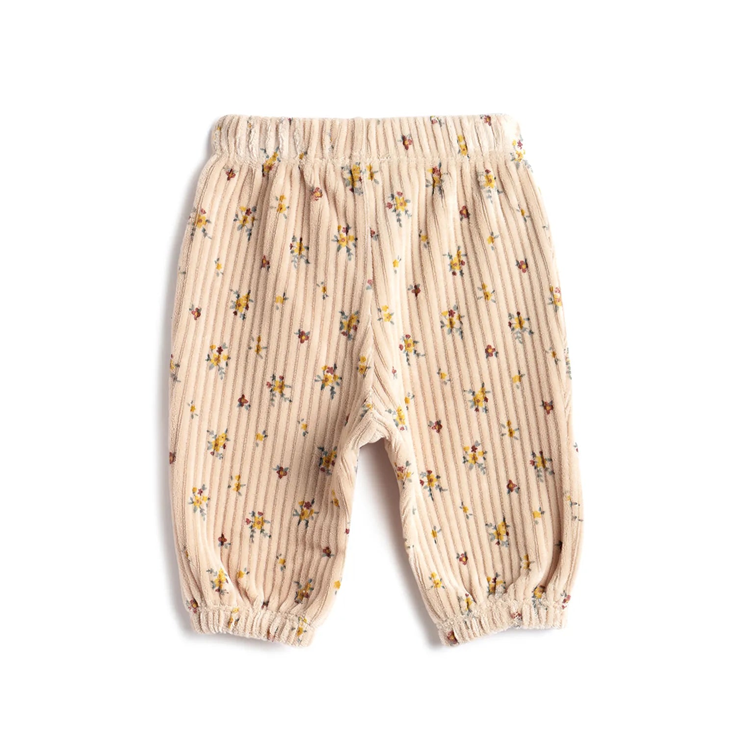 Girls Beige Floral Printed Joggers