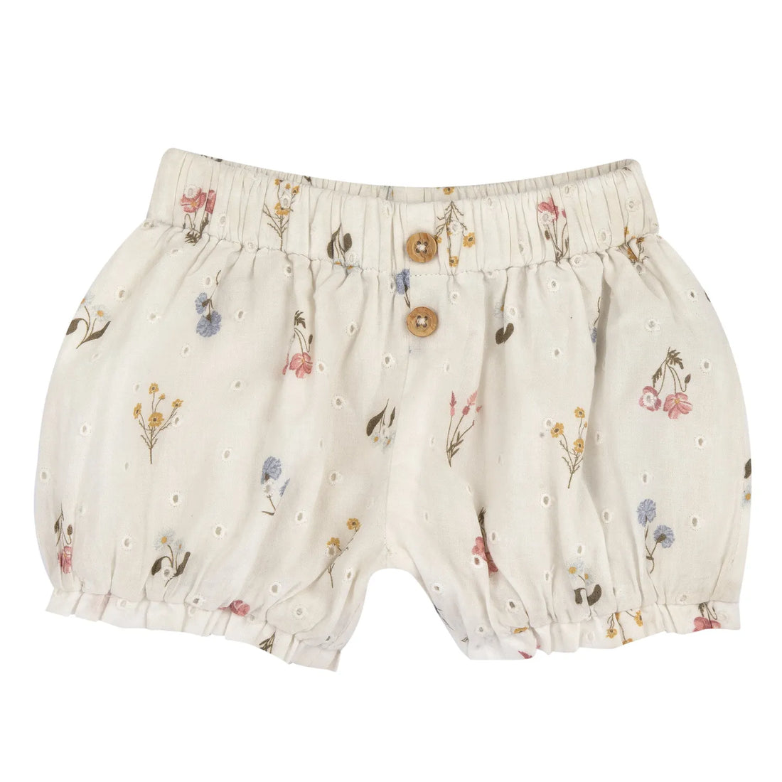 Girls Beige Floral Printed Shorts