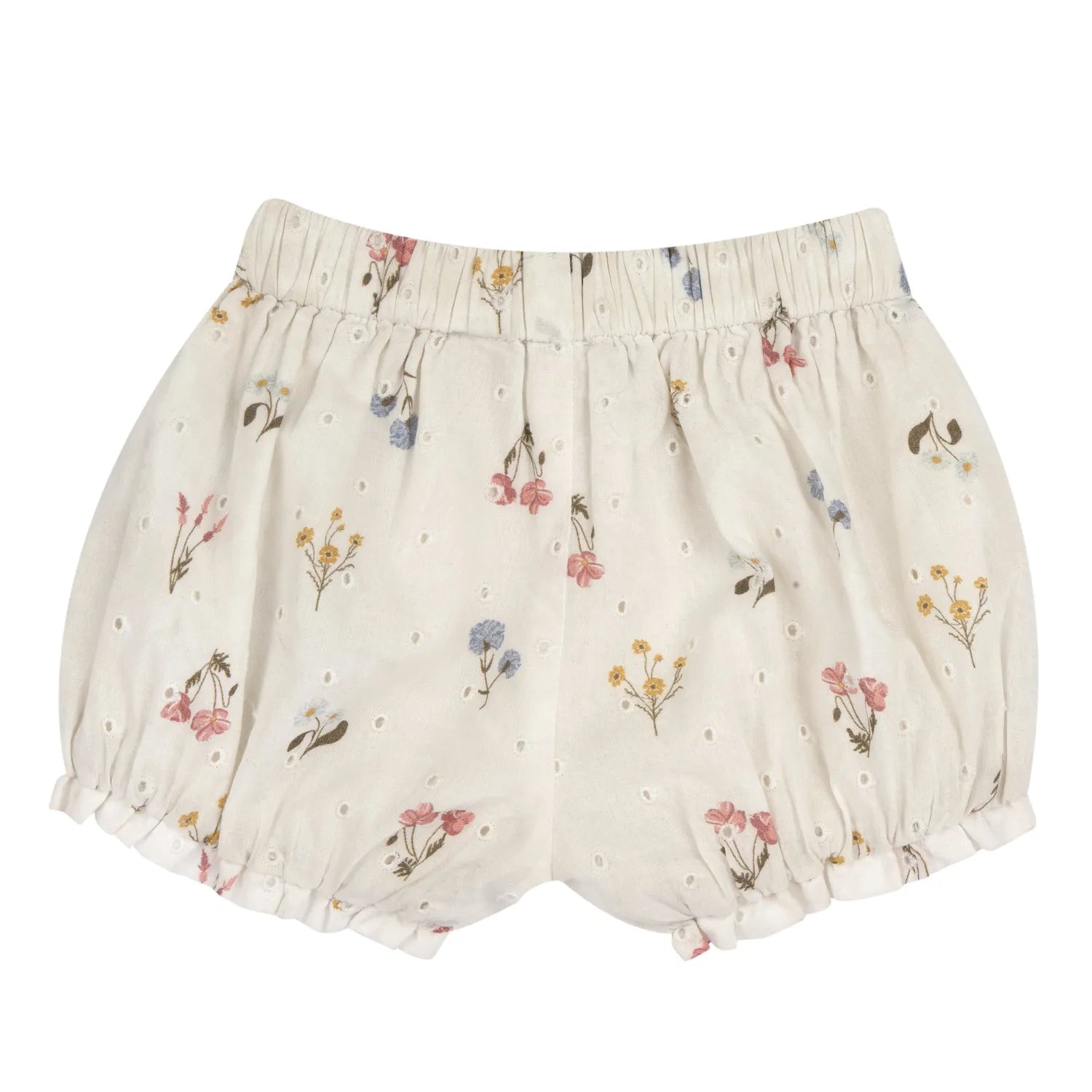 Girls Beige Floral Printed Shorts