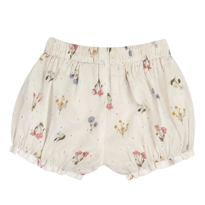 Girls Beige Floral Printed Shorts