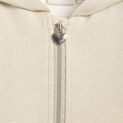 Girls Beige Hooded Sweatshirt