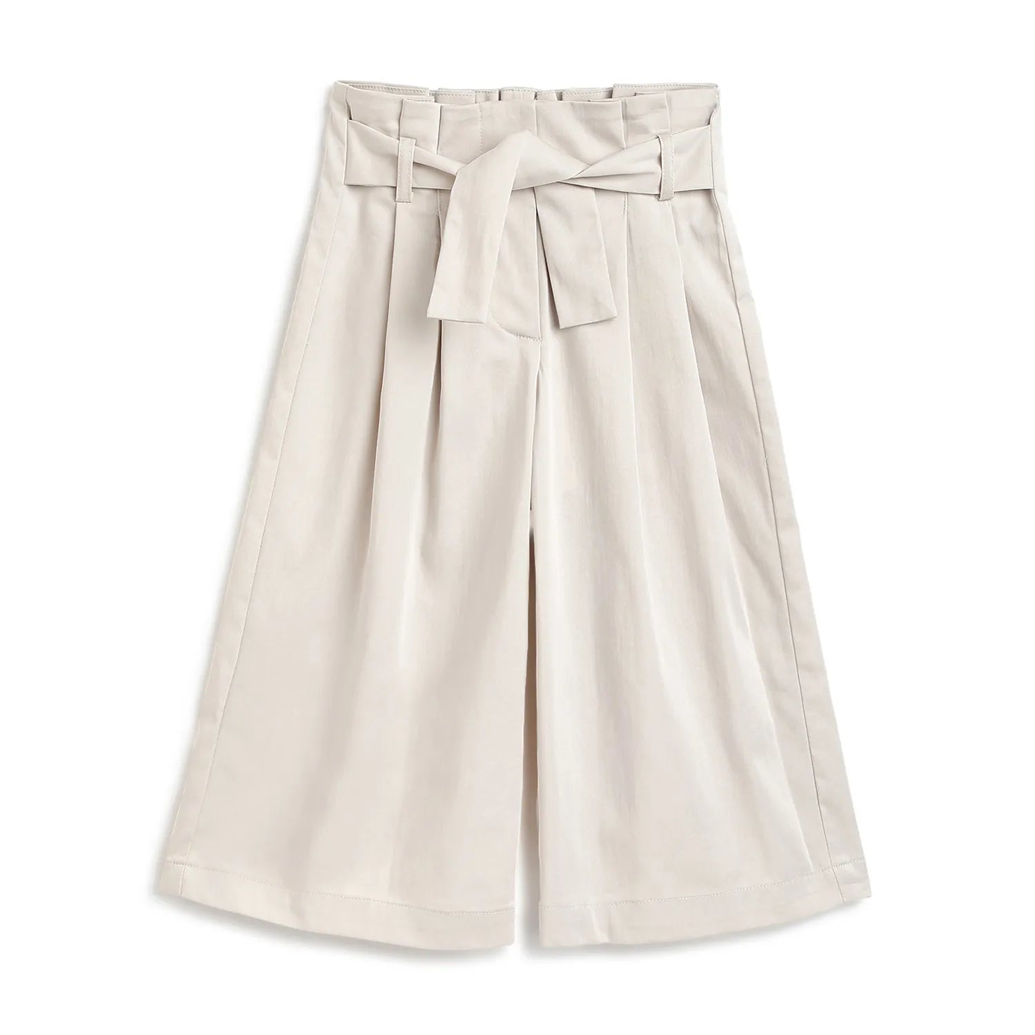 Girls Beige Pleated Trousers