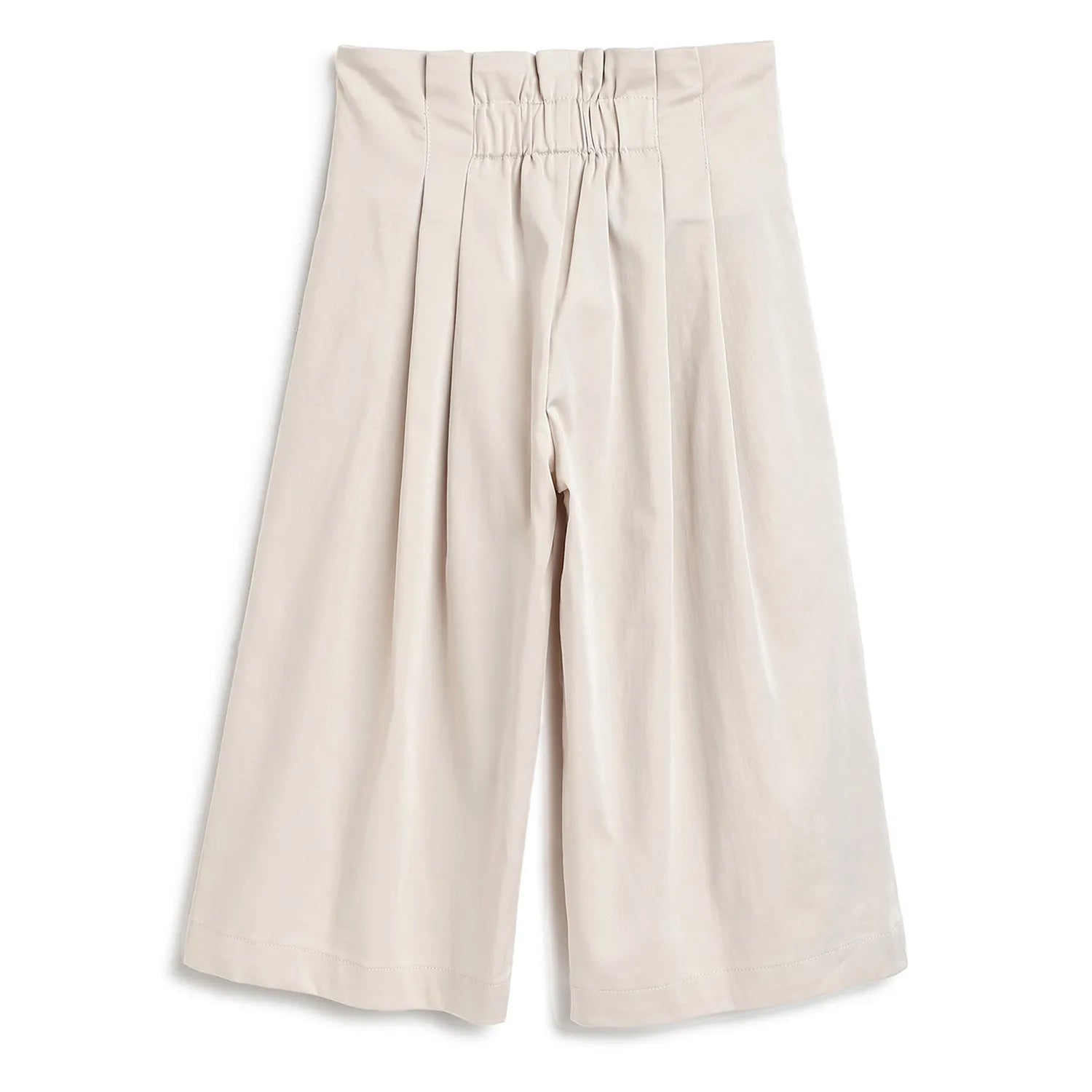 Girls Beige Pleated Trousers