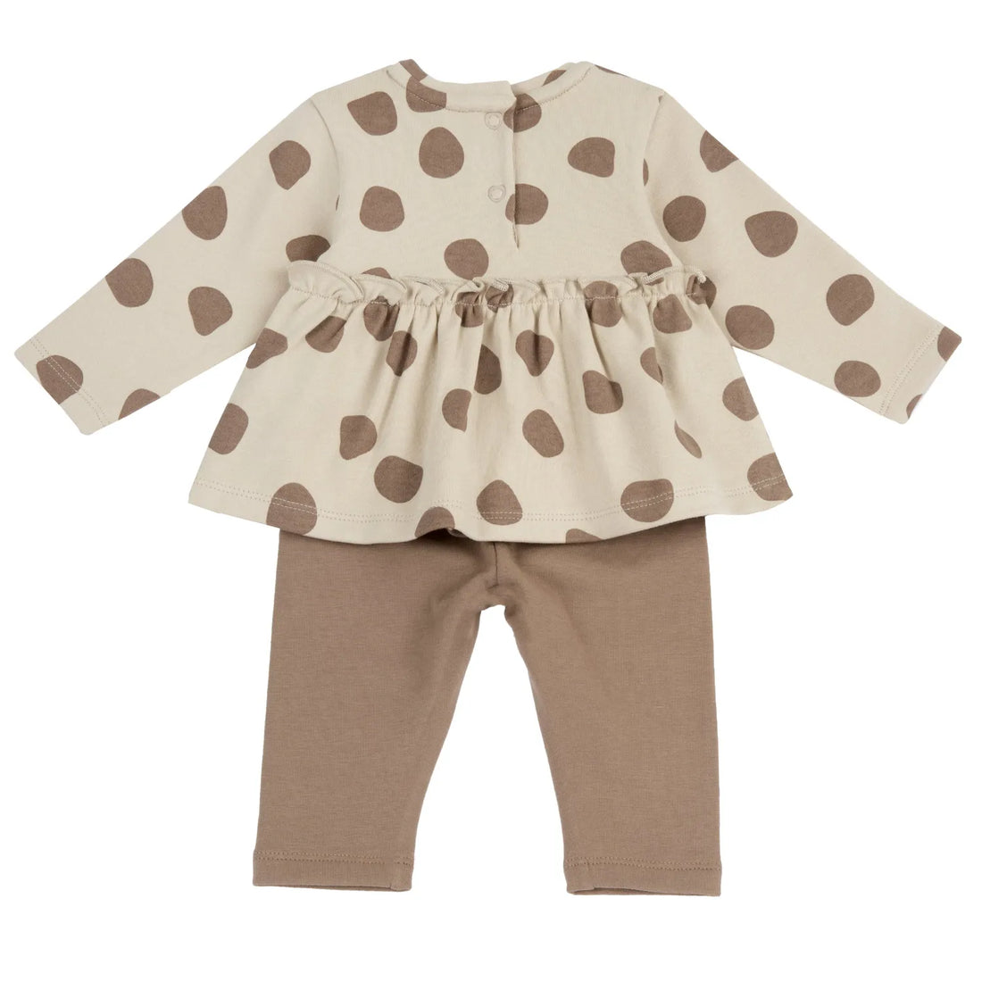 Girls Beige Polka Dot Printed T-shirt with Legging