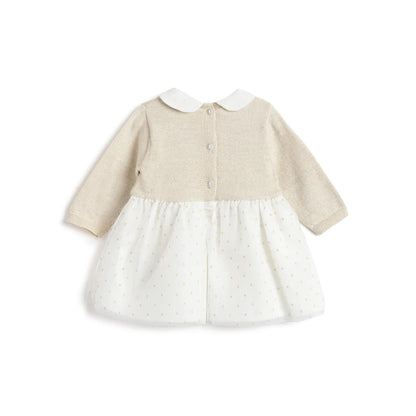 Girls Beige Printed Dress