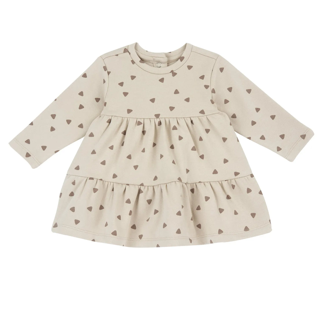 Girls Beige Printed Knitted Dress