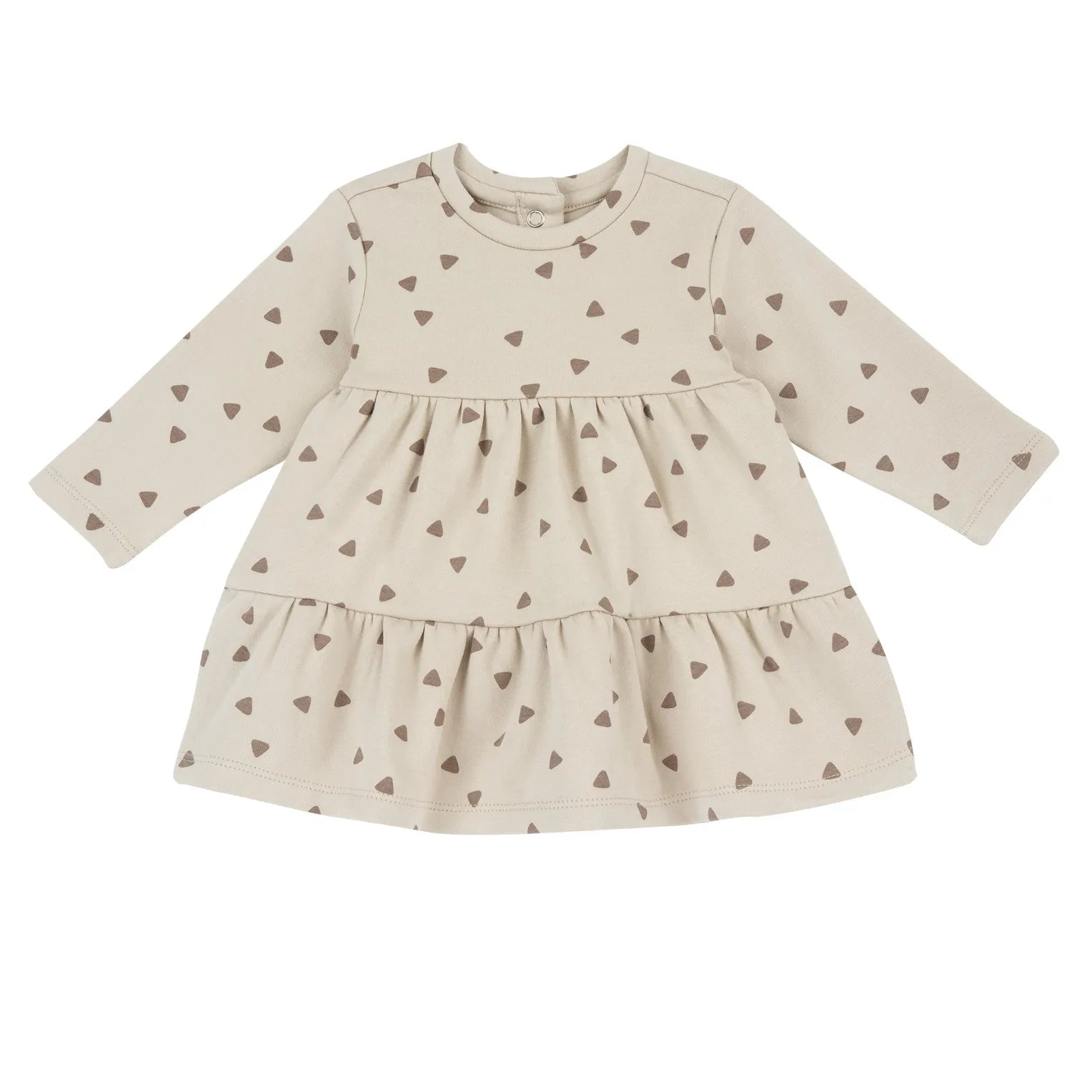 Girls Beige Printed Knitted Dress