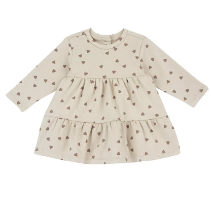 Girls Beige Printed Knitted Dress