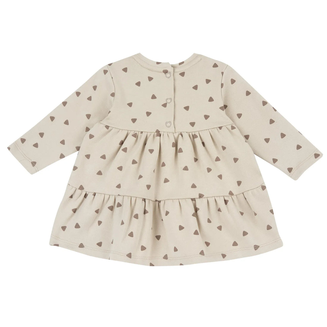 Girls Beige Printed Knitted Dress