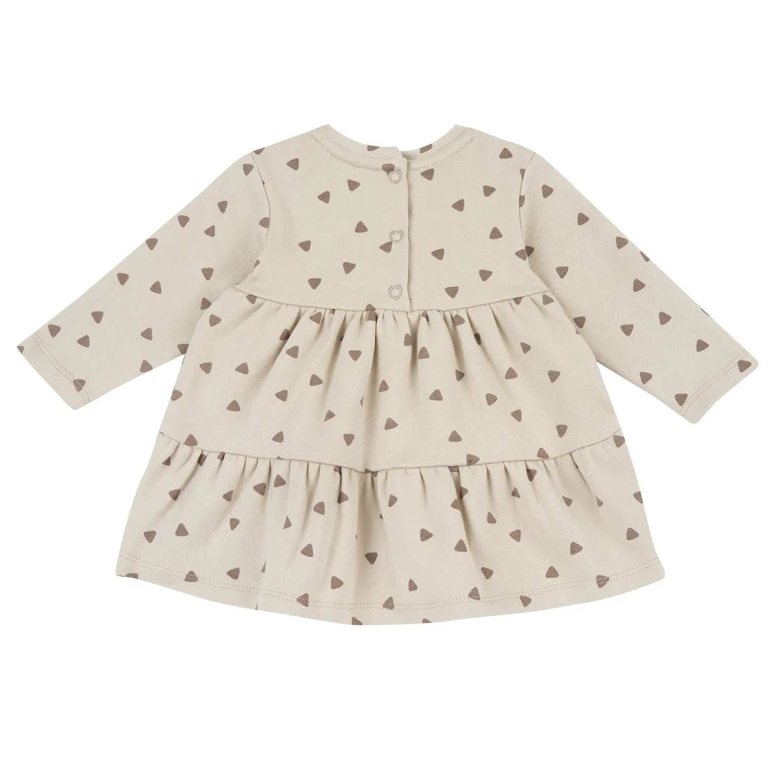 Girls Beige Printed Knitted Dress