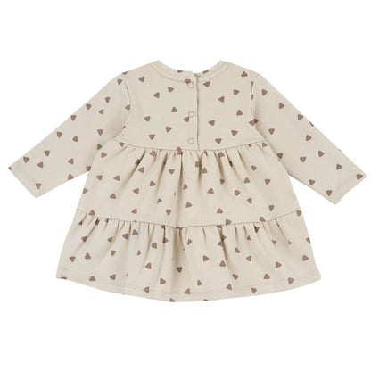 Girls Beige Printed Knitted Dress
