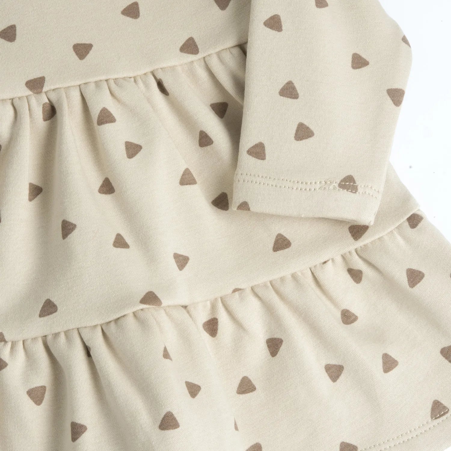 Girls Beige Printed Knitted Dress