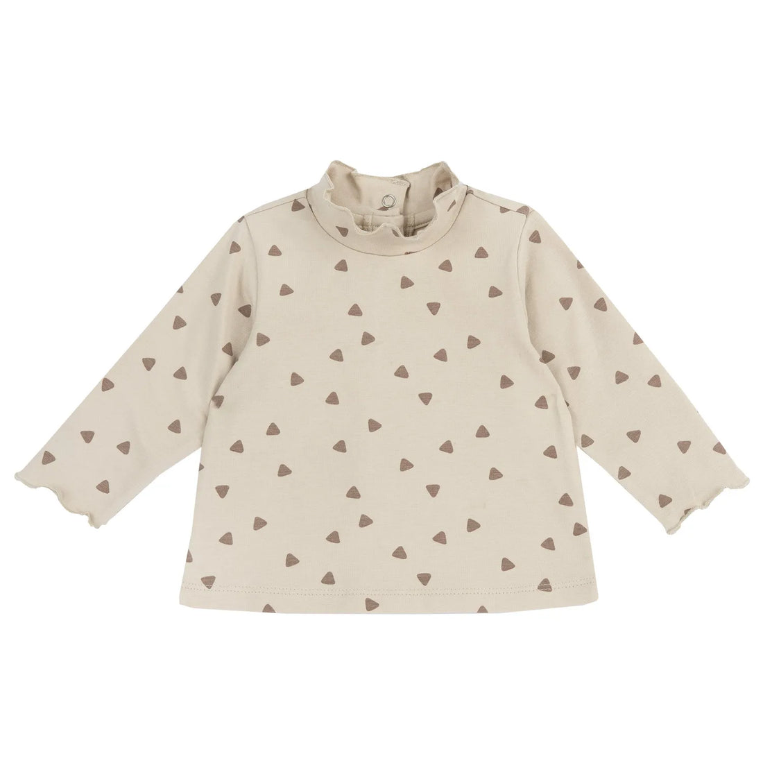 Girls Beige Printed Knitted Long Sleeve T-shirt