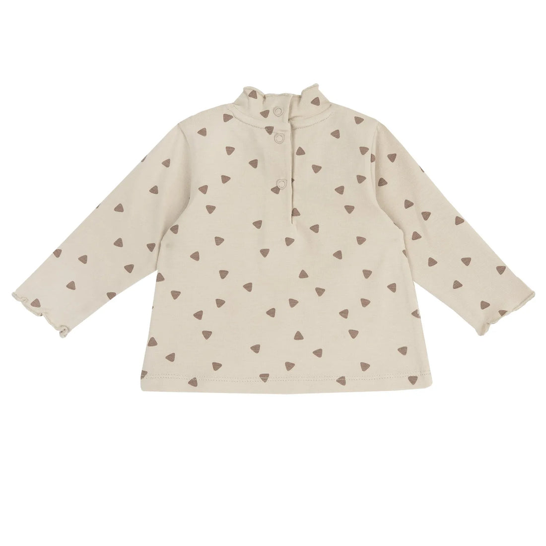 Girls Beige Printed Knitted Long Sleeve T-shirt