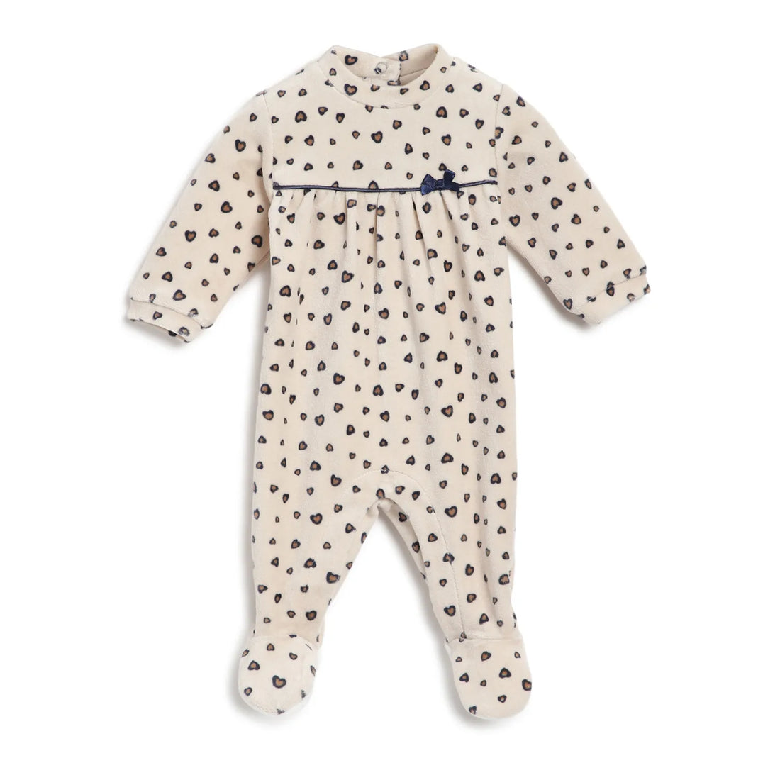 Girls Beige Printed Leg Opening Babysuit