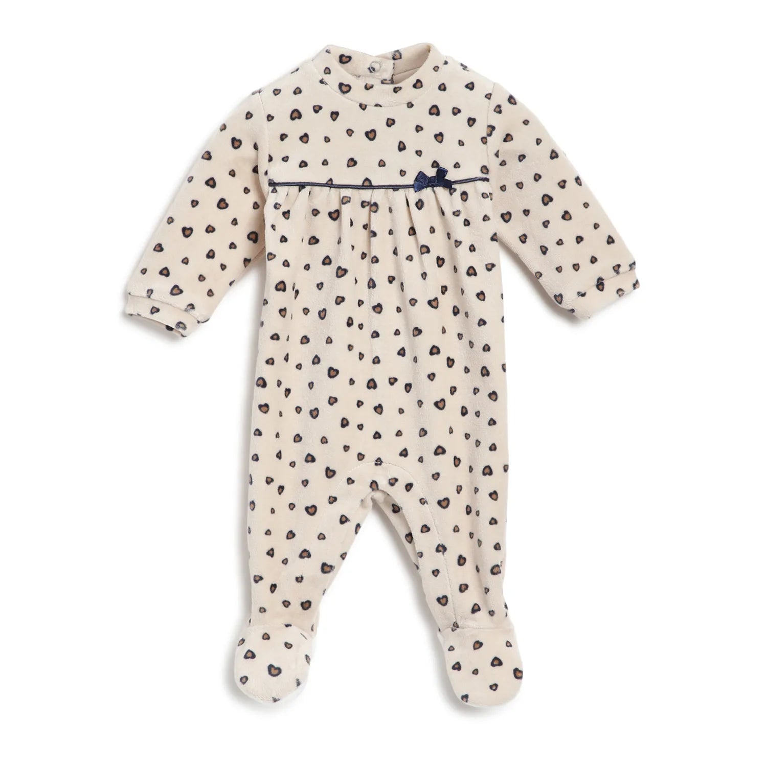 Girls Beige Printed Leg Opening Babysuit