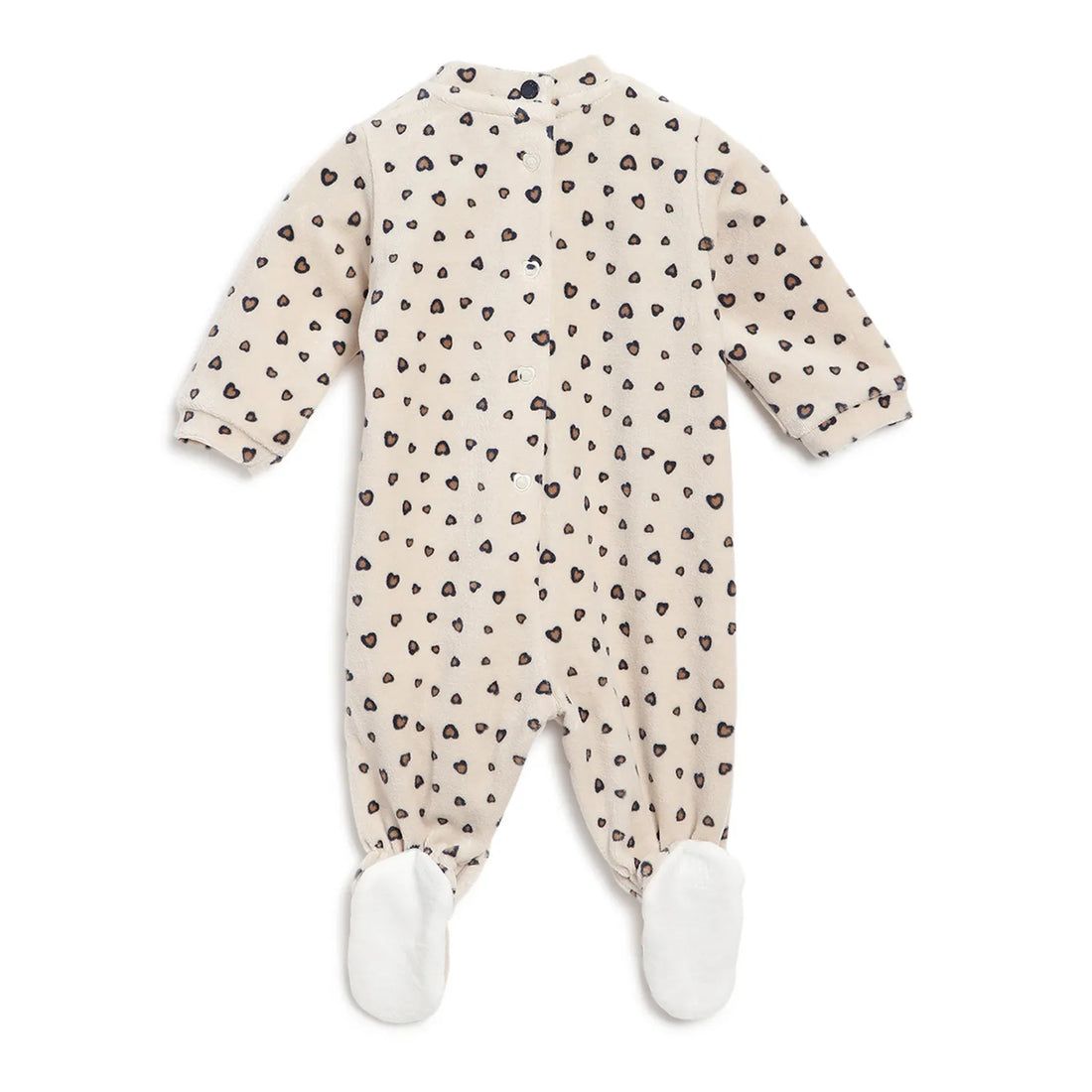 Girls Beige Printed Leg Opening Babysuit