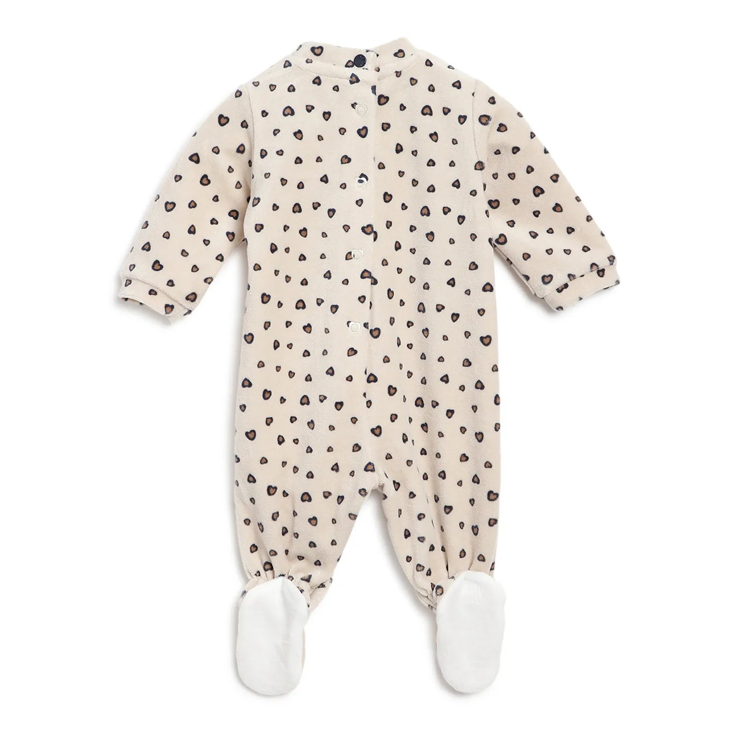 Girls Beige Printed Leg Opening Babysuit