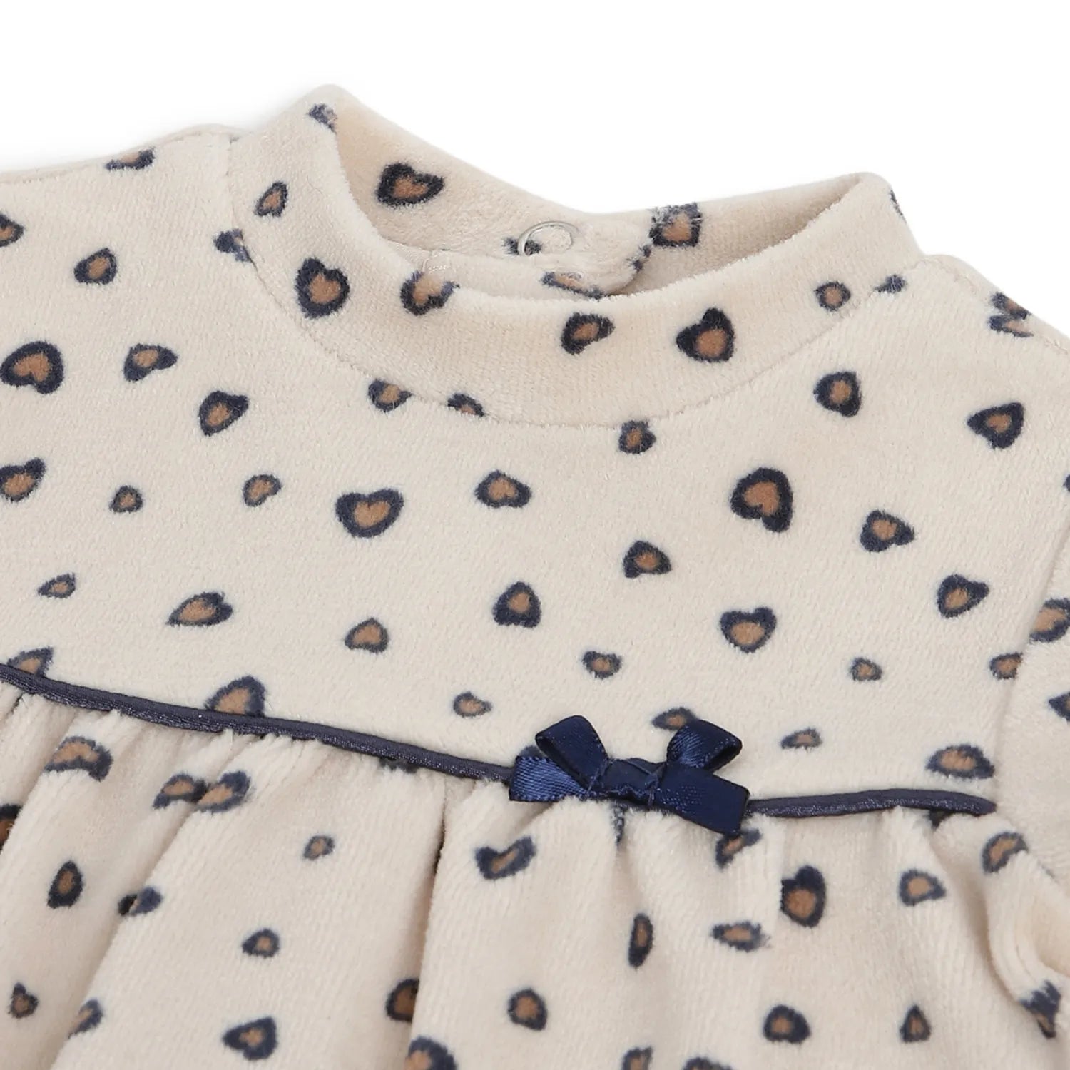 Girls Beige Printed Leg Opening Babysuit