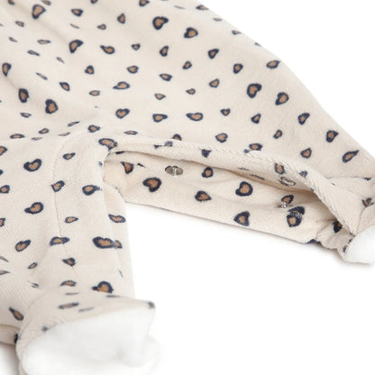 Girls Beige Printed Leg Opening Babysuit