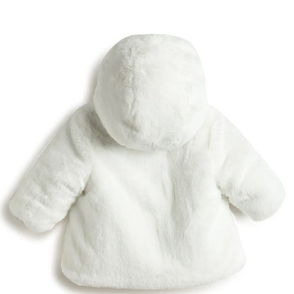 Girls Beige Self Design Reversible Jacket