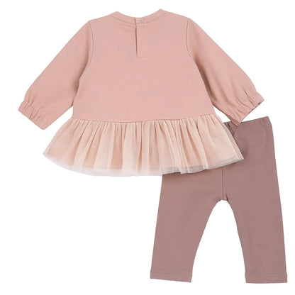 Girls Beige Self-Design Top with Leggings