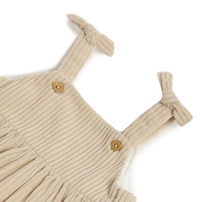 Girls Beige Solid Overall Skirt