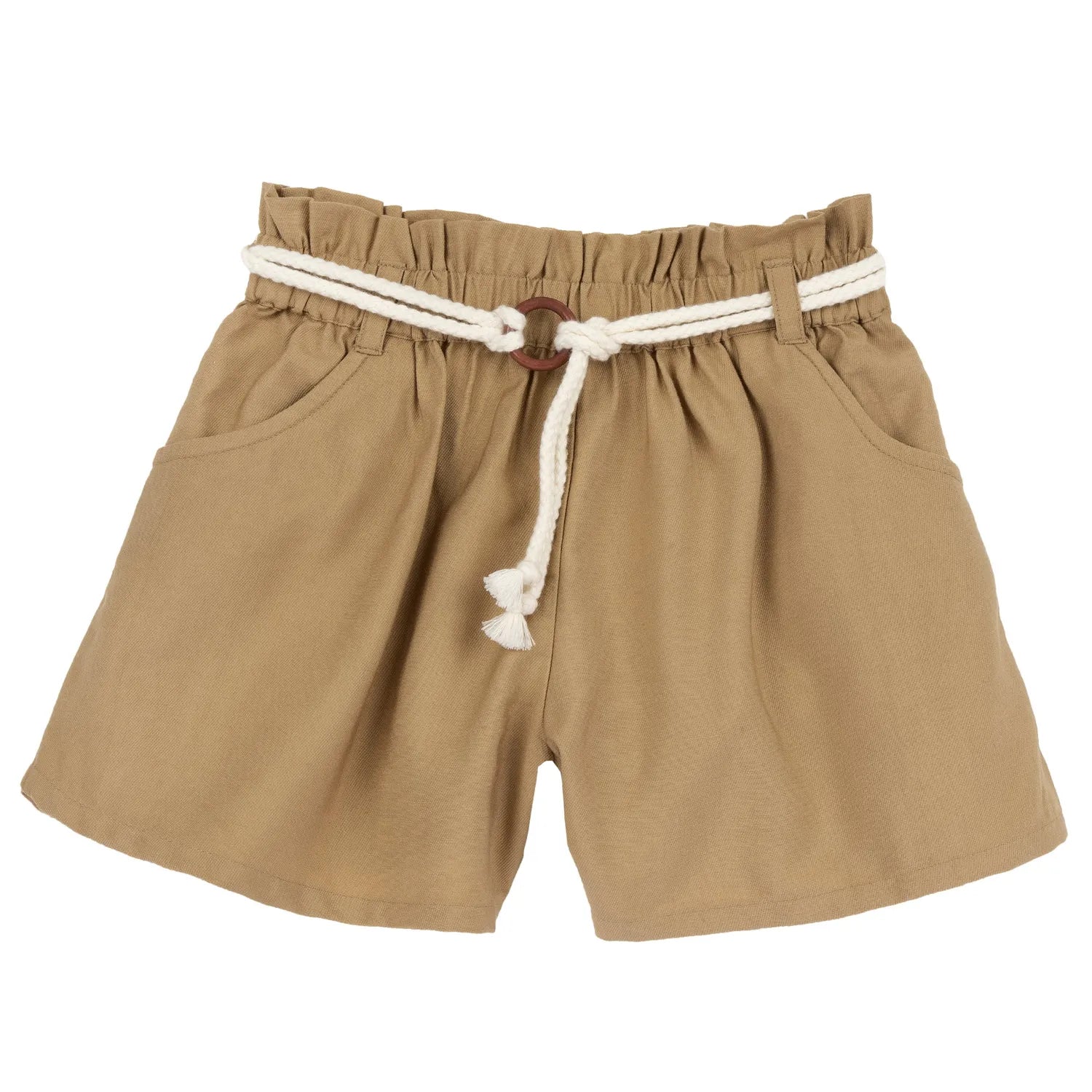 Girls Beige Solid Shorts