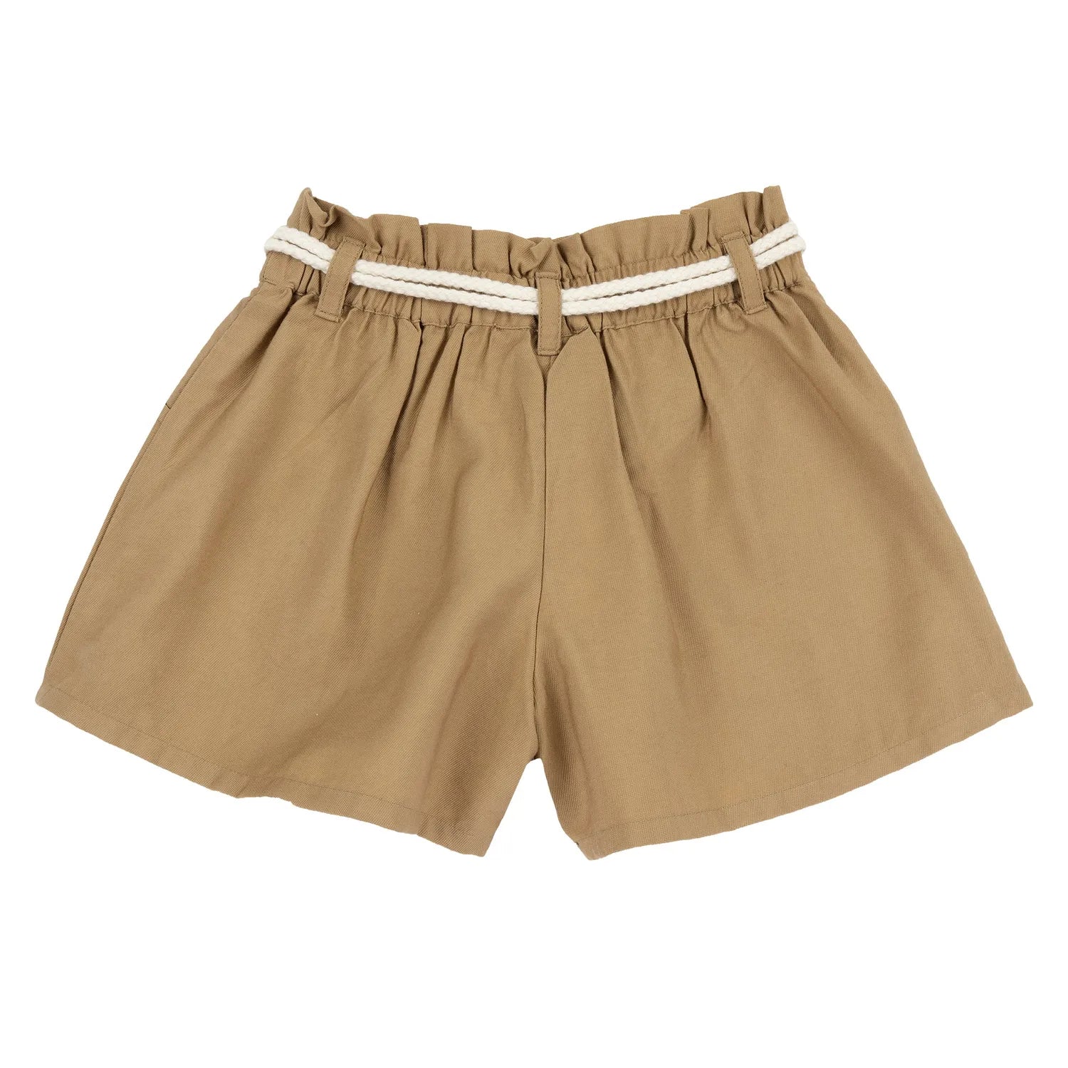 Girls Beige Solid Shorts