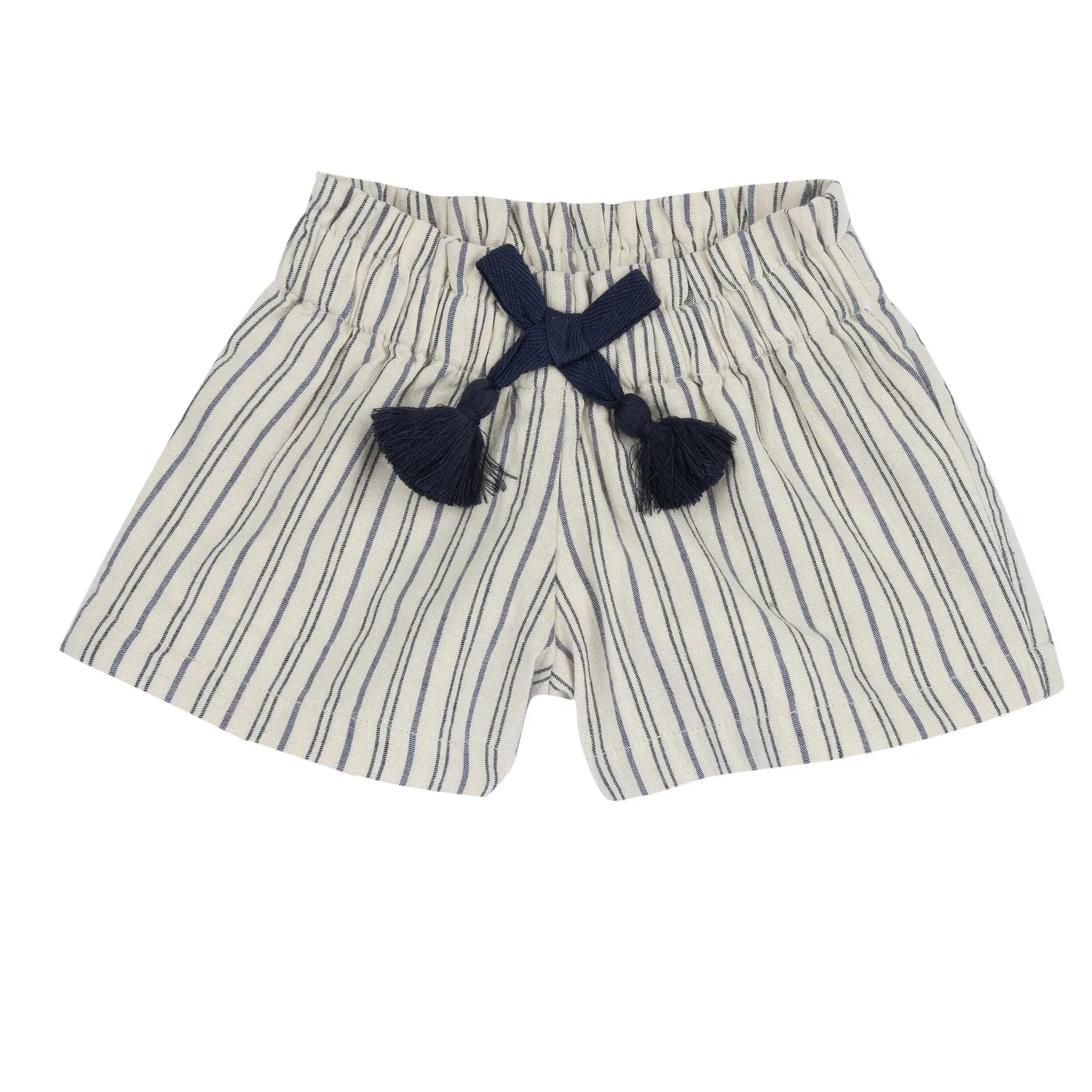 Girls Beige Striped Shorts