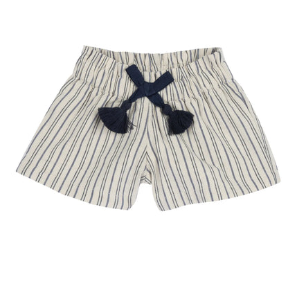 Girls Beige Striped Shorts