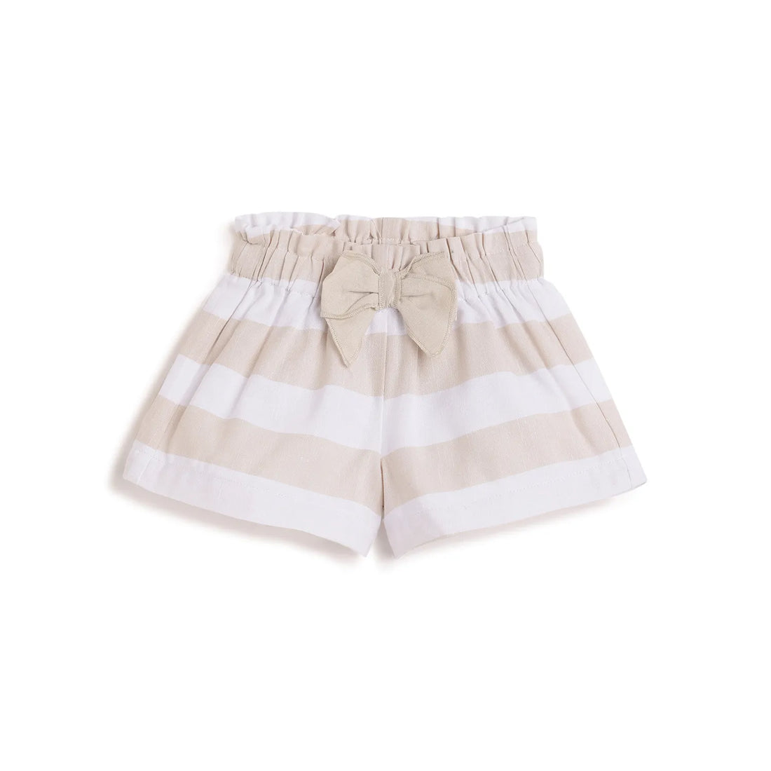 Girls Beige Striped Shorts