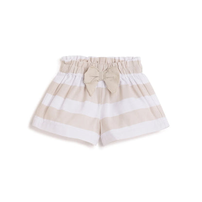 Girls Beige Striped Shorts