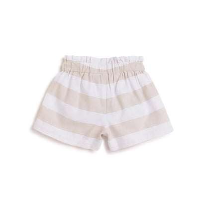 Girls Beige Striped Shorts