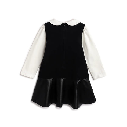 Girls Black &amp; White Solid Dress