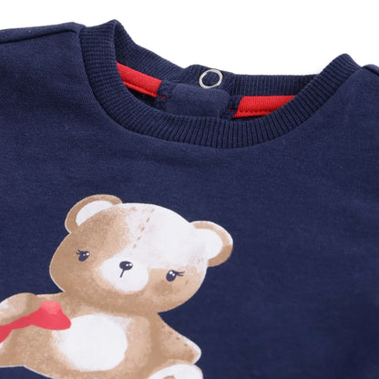 Girls Blue &amp; White Printed Sweatshirt with Leggings