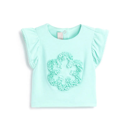 Girls Blue Cap Sleeves T-shirt
