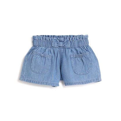 Girls Blue Cotton Shorts