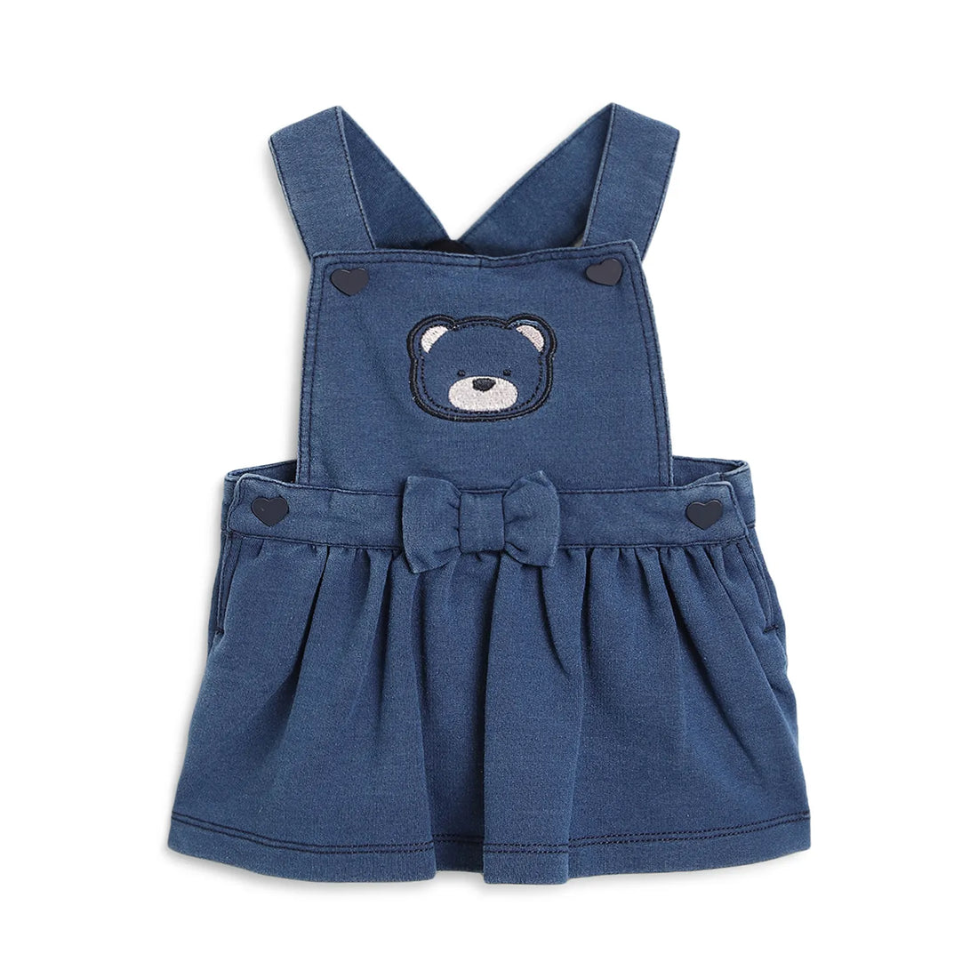 Girls Blue Embroidered Flared Dungarees
