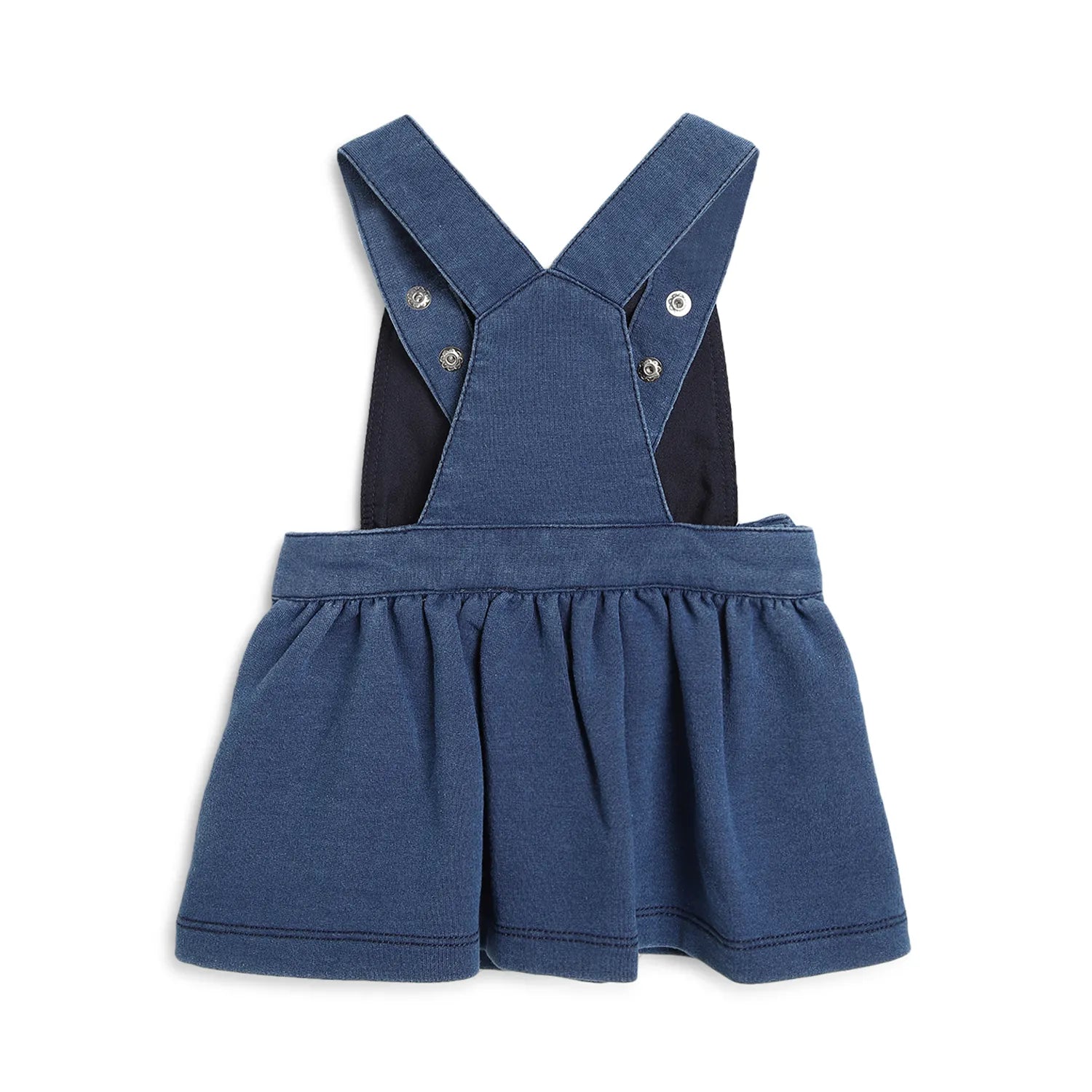 Girls Blue Embroidered Flared Dungarees