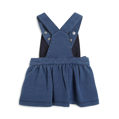 Girls Blue Embroidered Flared Dungarees