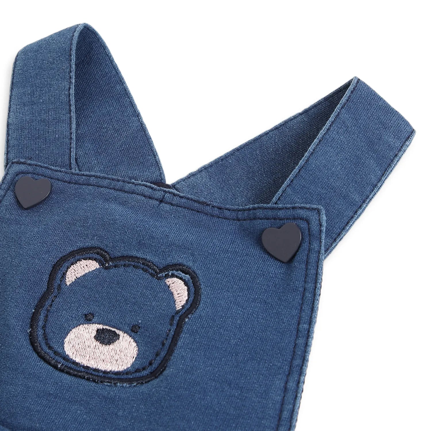 Girls Blue Embroidered Flared Dungarees