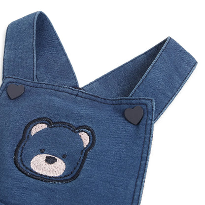 Girls Blue Embroidered Flared Dungarees