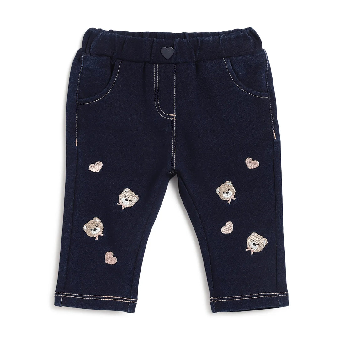 Girls Blue Embroidered Trousers